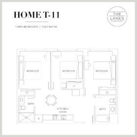 The Lanes 3 bedroom 2 bath floor plan