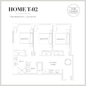 The Lanes 3 bedroom 2 bath floor plan