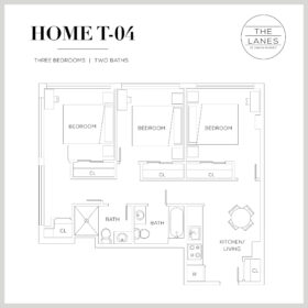 The Lanes 3 bedroom 2 bath floor plan