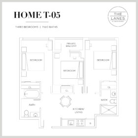 The Lanes 3 bedroom 2 bath floor plan